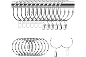 HAVACUE ㅤ HavaCue 20 Stück 50 mm Gardinenringe mit Clips, Gardinen Klammern mit Haken Set Vorhangringe Metall Duschvorhangringe Edelstahl Gardinenringe für Vorhänge und Gardinenstangen (Silber)