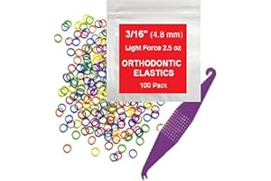 3/16 inch Orthodontic Elastic Rubber Bands, 100 Pack, Neon, Light Force 2.5 oz, Fix Tooth Gap in teeth, Top Knots + FREE Elastic Placer for braces by Prairie Horse Supply