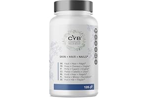 CYB COMPLETE YOUR BODY CYB | Peau + Cheveux + Ongles | Biotine Cheveux - B12 Vitamine C - Acide Folique - Zinc - Multivitamines - 4 Mois de 120 Gélules - Végétalien - Sans Sucre ni Gluten - Complement Alimentaire de Cheveux