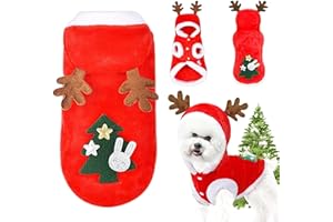 Irayin Costume Noel pour Chat Chien, Vêtements pour Chien de Noël,Deguisement Chat Noel, Vêtements de Noël pour Animaux, Matériau en Flanelle de Haute qualité, Doux et Chaud(M)