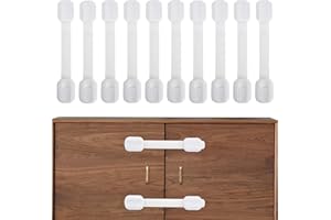 Giantzhong 10 Stück Kindersicherung Schrank Schubladen, Baby Schranksicherung Schubladensicherung Schrankschloss für Tür Türsicherung mit 3M Starker Kleber ohne Bohren, Einstellbare Länge, Weiß