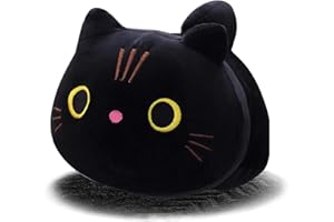 Coseaon Gatto Peluche Nero Gatto Cuscino 35CM Cat Plush Toy Doll Animal Stuffed Plushie Decorazione Regalo per Bambini Compleanno Natale (25CM)