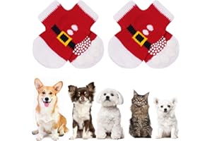 AUAUY Calzini per Cani Antiscivolo, Proteggi Zampe Calzini,Controllo Trazione per Interni Calze per Cuccioli Cane e Gatto con Rinforzo in Gomma, Applica a Medio e Piccolo Cani e Gatti - L