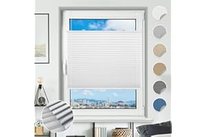‎BONDFREE Plissee ohne Bohren verdunkelung Klemmfix 75x100cm(BxH) Weiß Verdunklungsplissee Sichtschutz und Sonnenschutz Jalousie 100% Blickdicht & lichtundurchlässig Aluminium Rollos für Fenster & Tür
