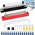 Linkstyle 12V Bus Bar, Marine150A 1/4" Stud Power Distribution Block, Battery Busbar Terminals with Cover for Automotive Car Boat RV