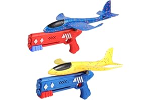 IDOTA Avion Jouet, Avion Polystyrene, Lot de 4, Planeurs avec 2 Pistolets Catapultes, Jouets Enfants, Jouets d'extérieur Planeur, Cadeaux pour Garçons et Filles de 3, 4, 5, 6, 7, 8, 9, 10 Ans