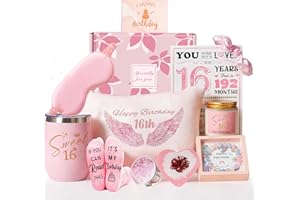 LMYTAGCP 10 -pcck 16th Birthday Gift Basket for Girls – Happy 16th Pamper Gift Set for Daughter, Niece, Granddaughter, Sister, Best Friend, Teens – Unique and Cute Birthday Hampers for Her (10th-16th) (16th)