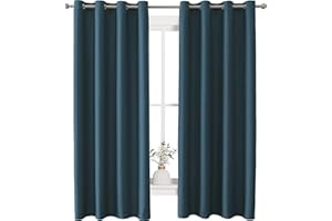 Ystyle Wygląd Lnu Zaciemniająca Zasłony 2 Sztuk, 140x180CM, Termiczna Ochrona Przed Zimnem Zasłona Na Przelotkach, Nieprzejrzyste Redukcją Szumów Firanki Do Sypialni, Salonu, Granatowy