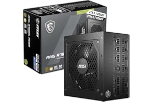 MSI MAG A750GL PCIE5 Bloc d'alimentation, 750 W, 80 Plus Gold, entièrement modulaire, ATX 3.0, Support GPU PCIe 5.0, câbles Plats Noirs, Garantie 7 Ans