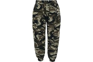 TiaoBug Enfant Garcon Cargo Pantalon Taille Elastique avec Multi-Poches Jogging Eté Pantalon Sport Danse Hip-hop Casual Décontracté 5-15 Ans