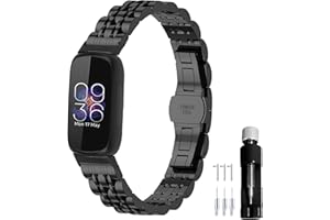 Gheper Metal Watch Band Stainless Steel Compatible with Fitbit inspire 3 Smartwatch Wristband Replacement Strap for Women Men