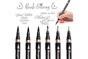 Hoiny Kalligraphie-Stift, 6 Stück Kalligraphie-Kugelschreiber, Schwarzer Faserschreiber, für Beschriftung, Anfänger, Tagebuch, Unterschrift und Schreiben, 4 Größen