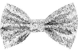 KALIONE Muszka z cekinami dla mężczyzn, regulowana, wiązana, błyszcząca, błyszcząca muszka na wesele, błyszcząca muszka na imprezę kostiumową (srebrna), srebro