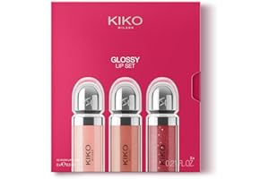 KIKO Milano Glossy Lip Set 03, Kit Labbra: 3 Lucidalabbra Idratanti Effetto Volume 3D