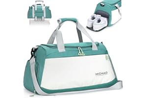 Benxdara Sports Gym Bag Travel Duffel Bag with Shoes Compartment, Large Overnight Holdall Weekend Bag with Wet Pocket for Men Women, Waterproof Hospital Bag Cabin Bag for Gym Travel Swimming, Green