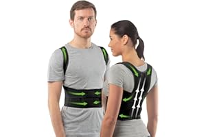 aHeal Correcteur de posture pour femme et homme | Redresseur de dos | Ceinture dorsale ajustable | Ceinture maintien dos | Soutien lombaire et thoracique | Améliore la posture | Taille 1 Noir