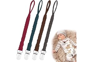 IOPYKKOA 4 Stücke Schnullerkette Baumwolle Schnullerband Mädchen und Jungs Schnullerketten Clips für Lätzchen Dreieckstuch Sauger rot/grün