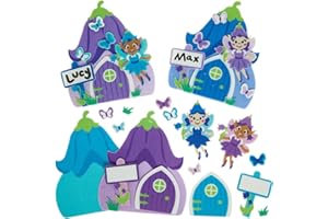 Baker Ross FX459 Kits de Portes de fées clochette – Lot de 4, kit de création de fées en mousse pour les enfants.