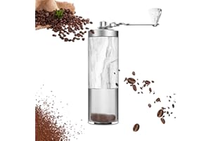 Altamejor Macinacaffè manuale con macina in ceramica, macinacaffè a mano, macinacaffè regolabile a tre livelli (marmorizzato)