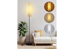 TACOPET Lampadaire sur Pied Salon, avec 3 Températures de Couleur 3000K-6500K, Lampadaire 12W E27 LED Ampoule, Lampadaire Noir avec Abat-jour Tissu pour Chambre, Bureau