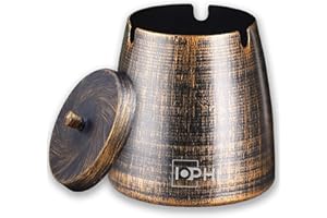 IOPHI Aschenbecher mit Deckel geeignet für Innen und Draussen, Windaschenbecher aus Edelstahl, für Zigaretten-Reste und Asche in Garten Bar Büro