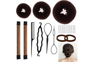 UTXN Braun Haar-Dutt-Maker-Set – Duttkissen & Styling-Werkzeug für Damen, DIY Donut Dutt-Set für Ballett & Chignon, Haarschmuck für Mädchen und Frauen 21-teiliges