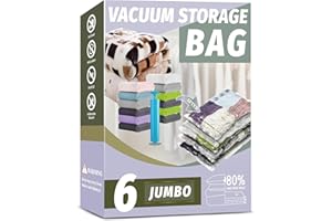 IMENSE Vacuum Storage Bags, Space Saver Bags, Vacuum Sealer Bags for Comforters and Blankets, Compression Storage Bags for Clothes Storage, Hand Pump Included (6 Jumbo)