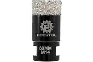 FOCSTOL Punte per Trapano Diamantate - 30mm Sega a Tazza Diamantata per Porcellana Ceramica Piastrella Marmo Granito Quarzo M14 Filettatura