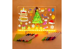 SENLINLIN Leuchtendes LED Zeichenbrett 30x20cm, LED Zeichenbrett Acryl mit 12 Neon Stiften & Verstellbarem Ständer, Led Notiztafel mit Farben Abwischbar, Leuchtendes Message Board für Kinder & Erwachsene