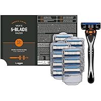 by Amazon Male 5 Blade Men's Razor With 15 Refills (Previously Solimo ...