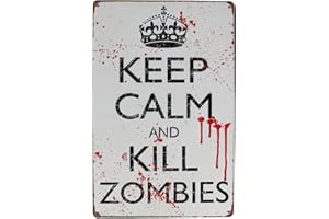Hioni Keep Calm and Kill Zombies, Pancarte en Métal Panneau Poster Plaque Métallique Slogan Art Décor Vintage Pr Maison Café Pub