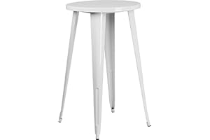 Flash Furniture Commercial Grade 24" Round Metal Indoor-Outdoor Bar Height Table, White