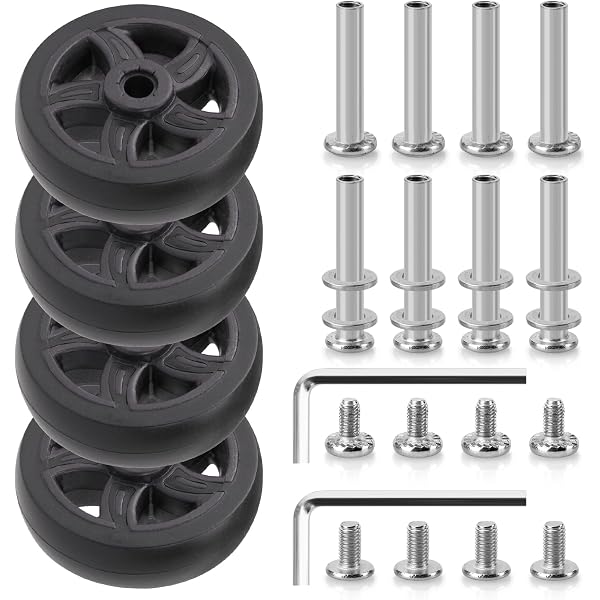 Kit 4 Ruote Universali Per Valigie - Silenziose, A 360° Con Cuscinetti - Ricambio Per Bagagli - 2