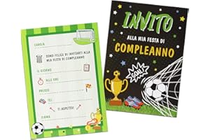 BETESSIN 32pz Inviti Compleanno Bambino Biglietti Invito Calcio Originale Italiano Bigliettini Carta Auguri Regalo Compleanno Bimbo Ragazzi