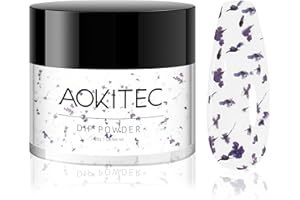 ‎AOKITEC Aokitec Dipping Powder mit lila getrockneten Blumen, 28g Nail Powder für Dip Nail Art, langlebiges Nagelpulver für Nail Starter, keine Nagellampe erforderlich, Nägel Selber Machen