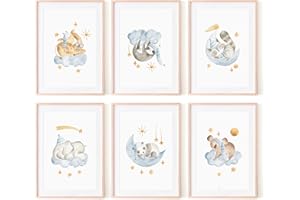 OHBIMBA Láminas Decorativas Infantiles | Cuadros Decoración Dormitorio Bebé, Niño y Niña Sin Marcos | Estimulación Creativa y Visual Infantil | Set de 6 Láminas DIN A3 | Colección Infantil