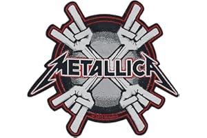 Metallica Patch Metal Horns Band Logo Official Black Cut Out 10cm x 9cm Taglia unica