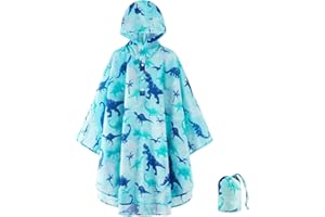 WAWSAM Regenponcho Kinder - Regenmantel Leichter Mädchen Jungen Regenjacke Kinder Wasserdicht Regencape Kinder Regenponcho mit Kapuze