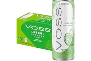 VOSS Flavoured Sparkling Water Zero Sugar Drink Zero Calorie Naturally Sourced Water 10x 330ml Multipack (Lime Mint)