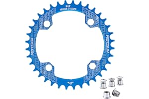 QIAMNI 104 BCD 32T 34T 36T 38T Narrow Wide Single Chain Ring with 4 Pieces Sprocket Bolts for Road Bikes, Mountain Bikes, BMX MTB Bike