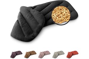 ‎LESCHI LESCHI XXL Körnerkissen für Mikrowelle 50x20 cm, 100% Bio Baumwolle und Bio Weizen, 8 Kammer Wärmekissen, Schwarz, anschmiegsames Getreidekissen ideal als Wärmespender für Bauch Rücken Nacken Schulter