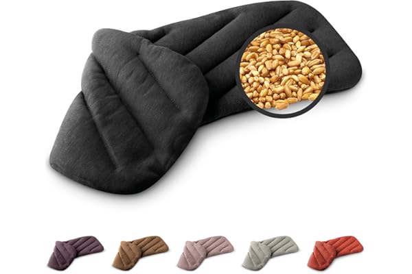 LESCHI XXL Coussin chauffant micro ondes (50x20cm) en coton 100% bio, 8 compartiments, noir, Bouillotte graines de blé 100% bio, Bouillotte micro-ondes idéale pour réchauffer épaules, cou, dos, nuque