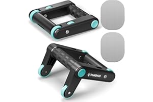 TOMSHOO Uchwyty do pompek z funkcją wałka, 2 w 1, uchwyt push up, składane kółka, podkładka pod kolana, antypoślizgowa konstrukcja, sprzęt treningowy do pompek i brzucha