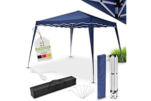 ‎JUSKYS Juskys Vivara Folding Gazebo 3 x 3 m, Pop-Up Gazebo Height Adjustable, UV50+ & Water-Repellent, Garden Tent with Bag, Party Tent for Garden, Blue