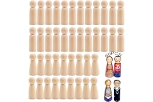 JYNLJKBF Bambole Con Figure In Legno Fai Da Te 60 Pcs Corpo Della Bambola Con Pioli Legno Figure Figure Legno Uomo Donna Per Fai Da Te Figure Matrimonio Compleanno Decorazione Pittura Lavorazione Del Legno