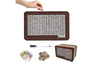 Atsmoce Tirelire en Bois, Tirelire avec Objectifs D'épargne, Cultiver des habitudes d'épargne et résister aux Risques, adapté aux Adultes et aux Enfants (5000€)