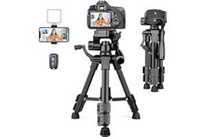 JOILCAN Mini statyw 63,5 cm, aluminiowy statyw do aparatu Cannon/Sony/DSLR, kamery wideo/projektorów, lekki statyw stołowy trójnożny statyw do smartfona z uchwytem na telefon komórkowy i zdalnym