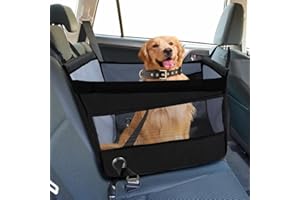 SUPERWSLING Siège Auto Chien Sécurisé, Panier Voiture Chien Confortable, Protection Voiture Chiens avec Fenêtre Aérée, Sangle Réglable, Compatible avec Tous Véhicules (49x49x38cm)