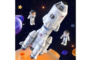 TEMI Space Shuttle Rakete Spielzeug für 3 4 5 6 7 8 9 Jahre Kinder Wissenschaft Lernspielzeug 5-in-1 STEM mit 2 Astronauten, Projektionslampe, Weltraumspielzeug Geschenk Jungen Mädchen