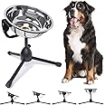 Elevated Dog Bowl with Adjustable Metal Stand,10''x3.3'' Size for Dogs Between 60 and 100 lbs, 0.8 Gal 3 Liter Stainless Steel Dog Food Bowl Water Bowl Height Adjustable Non-Slip Raised Dog Bowl Set